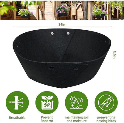 14Inch Round Fabric Planter Liners (4pcs), Felt Flower Pot Liners for Hanging Baskets, Planter Liner for Garden Flower Vegetables Plant Indoor/Outdoor (Black)