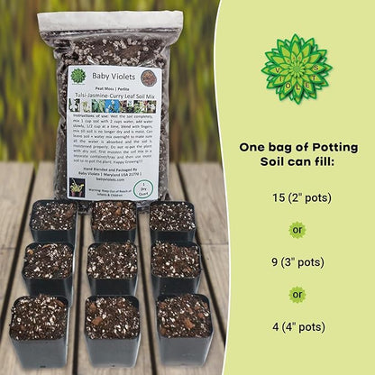 Tulsi/Holy Basil/Curry Leaf/Jasmine Plant Potting Soil Mix (3 Cups / 1 Quart)
