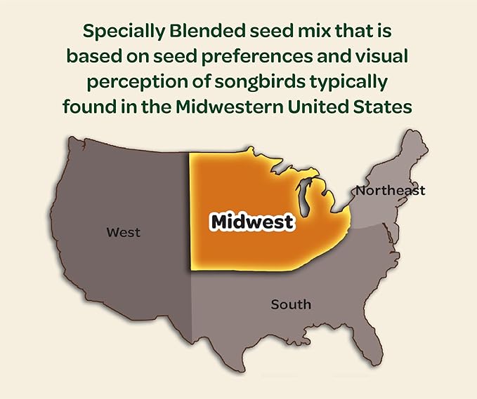 Kaytee Midwestern Regional Seed Blend for Cardinals, Finches, Chickadees, Woodpeckers and Other Outside Wild Birds, 14 Pound Box