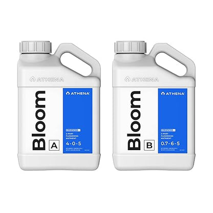 Athena Blended Bloom A&B | 2-Part Flowering Liquid Fertilizer for Hydroponics & Soil | Bloom Booster Plant Food | NPK A 4-0-5 | B 0.7-6-5 | 1 Gallon