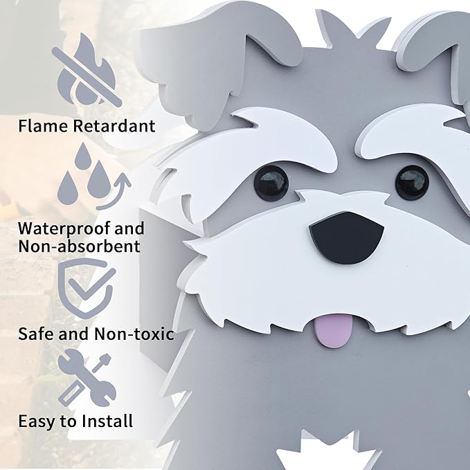 Schnauzer Gray Dog Planter, Cute Animal Shape Flower Planters, Plant Pots for Indoor/Outdoor Garden Decor, Unique Gifts/Souvenirs for Pet Lovers