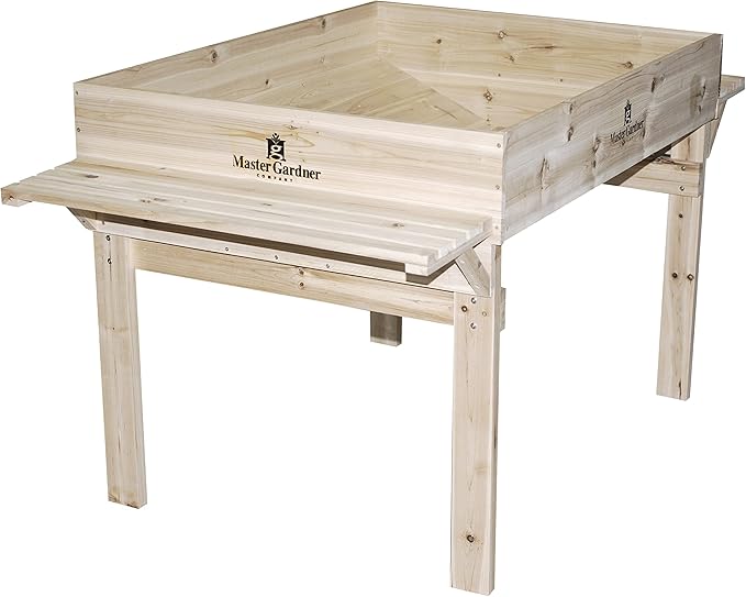 Master Gardner Elevated Garden Bed - Heavy-Duty 48" x 36" Raised Planter Box with Storage Shelf & Durable Wood Frame for Outdoor Gardening, Vegetables, Flowers & Herbs