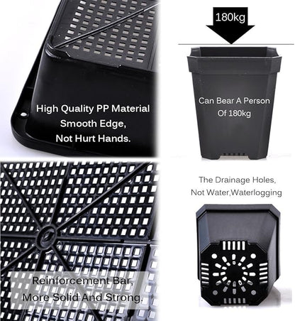 eZAKKA 37x30cm Seed Starter Tray Seed Seedling Starting Kit Plant Germination Kit Humidity Dome with 20 Pieces Square Seed Starter Pots (Black Pots)
