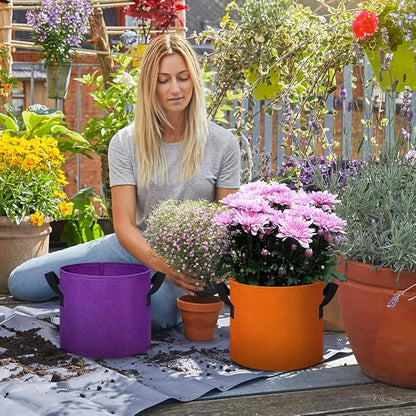 5 Gallon Grow Bags 16 Pack Multicolor Fabric Plant Pots with Handles Nonwoven Potato Grow Bags Plant Growing Containers Bag for Garden Fruit Vegetable Flower(Orange+Red+Yellow+Purple)