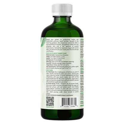 3-1-2 Liquid Fertilizer Concentrate with Micronutrients - Ideal Snake Plant Food for Sansevieria (Dracaena trifasciata), Indoor Plant Care (32 OZ)