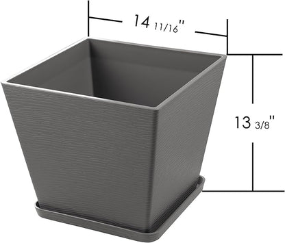 Kozyard 2Packs Taper Planter Indoor Outdoor Plant Pots with Tray Collecting Water for Porch, Patio, Backyard Planters Modern Décor for Tall Plants, Flowers