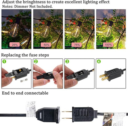 ST40 20Ft LED Outdoor String Lights with 22 Edison Shatterproof Bulbs, C9/E17 Screw Base, Waterproof Commercial Grade Patio Lights UL Listed for Outside Backyard Garden Bistro Porch Decor-Brown