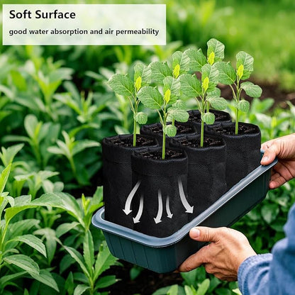 Belit 50 Pcs 10.2" H Deep Nursery Grow Bags, Non-Woven Plants Pots Container for Starting Rooted Plants Vegetable, Flower, Seedling Tree, Black