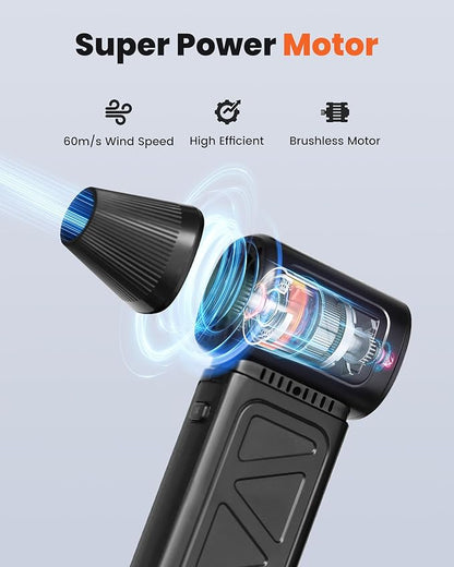 Compressed Air Duster, 150000RPM Cordless Air Duster 5-Gear Adjustable Electric Air Duster, Rechargeable Brushless Motor Air Blower for Keyboard, PC, Car, Outdoor and Home Cleaning