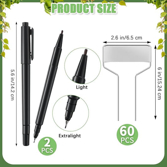 Moxweyeni 60 Pcs Metal Garden Tags Plant Labels for Garden Waterproof Plant Markers with 2 Permanent Pen Planting Nursery Tags Reusable Labels Stake for Plants (Aluminum,6 Inch)