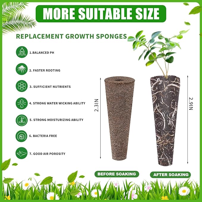 50 Pack Grow Sponges, Sponges Seed Growth Kit (Brown)