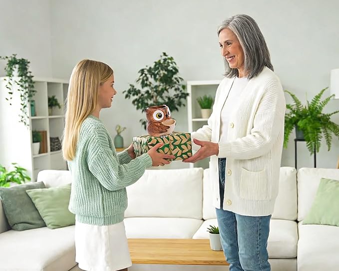 Unique Owl Plant Pots Indoor, Cute Small Succulent Pots with Drainage Hole, Watering Owl Planters for Indoor Outdoor Plants, Resin Flower Pot for String of Pearls, Gift Ideas for Mother