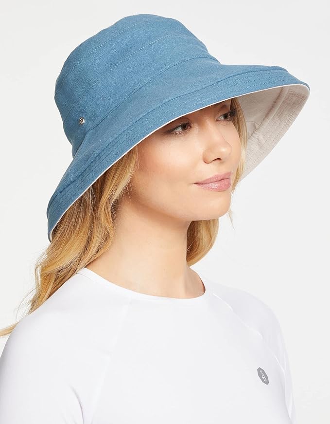Solbari Women's Holiday Sun Hat UPF 50+ Packable UV Sun Protection Hat with Full Coverage Brim, Reversible, Adjustable Fit
