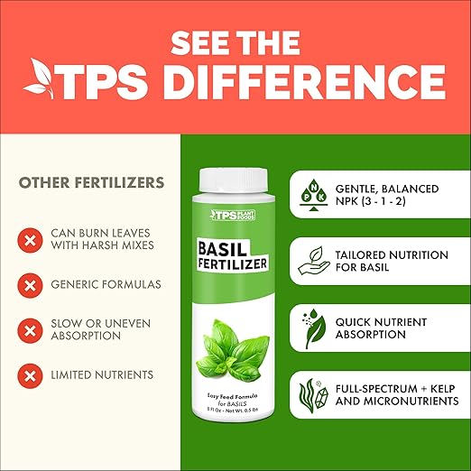 Basil Fertilizer for Basil Plant, Great for Mint, Rosemary, and Thyme, Liquid Fertilizer by TPS Plant Foods, 8 oz (250mL)