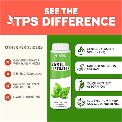 Basil Fertilizer for Basil Plant, Great for Mint, Rosemary, and Thyme, Liquid Fertilizer by TPS Plant Foods, 8 oz (250mL)