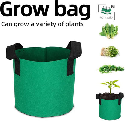 Grow Bags,Growing Pot Bags Garden Grow Bag Indoor Outdoor Fabric Aeration Plant Pot Container Flower Vegetable Pouch (Dark Green,3 Gallon)