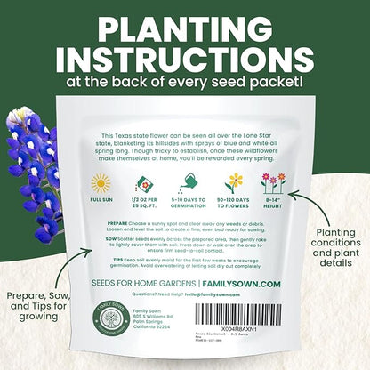 Texas Bluebonnet – 400 Seeds for Planting – 2026 Season – 0.5 Ounce Pouch