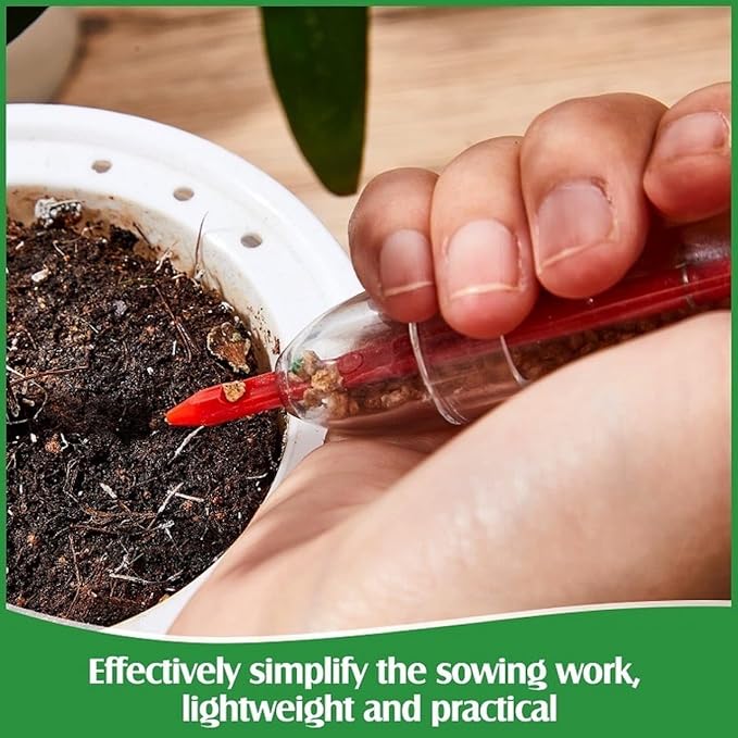 A Set of 2024 New Red Mini Seed Spreader,Mini Sowing Seed Dispenser for lawns,Handheld Seed Planter Tool,Manual Seedlings Dibber and Widger Set,Small Seed Sower for Tiny Seeds Gardening and Lawn Care