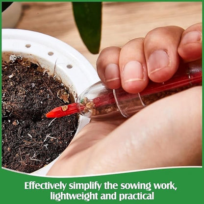 A Set of 2024 New Red Mini Seed Spreader,Mini Sowing Seed Dispenser for lawns,Handheld Seed Planter Tool,Manual Seedlings Dibber and Widger Set,Small Seed Sower for Tiny Seeds Gardening and Lawn Care