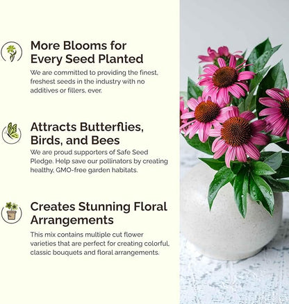 Eden Brothers Hawaii Wildflower Mixed Seeds for Planting, 1/4 lb, 120,000+ Seeds with Sunflower, Coneflower | Attracts Pollinators, Plant in Spring or Fall, Zones