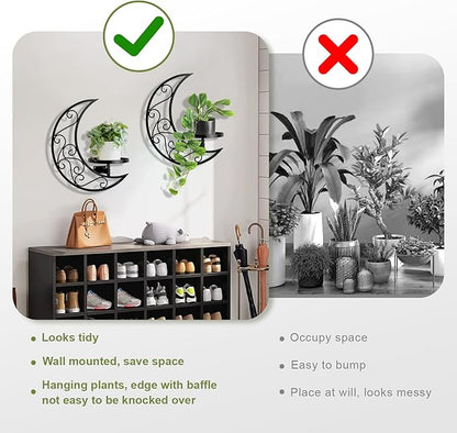 Wall Planters for Indoor Plants Plant Holder Moon Shape Metal Hanging Planters Window Plants Stand Hanger Shelf Flower Display Rack for Living Room Ornament Decor