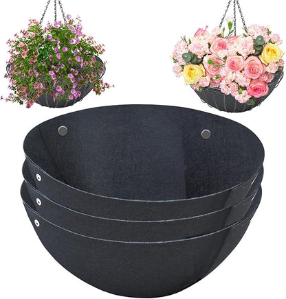 3PCS 16 Inch Round Hanging Basket Liners Fabric Hanging Plant Liners Non-Woven Planter Liners Black Felt Liners Replacement Inserts for Hanging Baskets Outdoor Plants - Avoid Bird Nesting