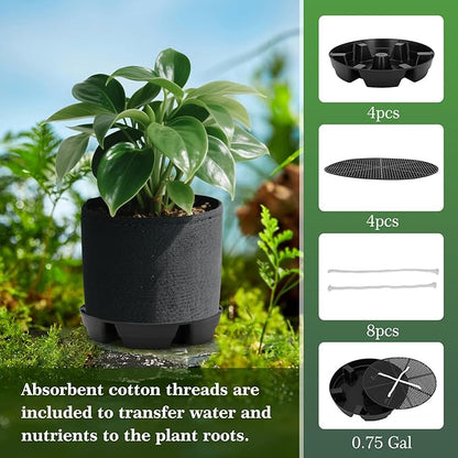 4-Pack Self Watering Fabric Pot Base, Auto Pots Fit for 5 Gallon Grow Bags, Auto-Irrigation Water Delivery System , Auto Watering Plant Saucer for Fabric Planters 3 Year Warranty (Capacity Upgrade)