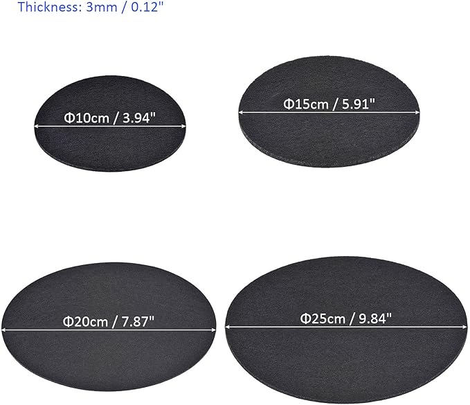 8 Pack Planter Coasters Set Felt Round Flowerpot Drip Pad Mat Apply to Outdoor/Garden (4" 6" 8" 10", Black)