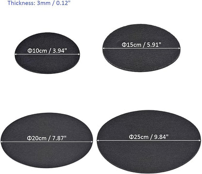 8 Pack Planter Coasters Set Felt Round Flowerpot Drip Pad Mat Apply to Outdoor/Garden (4" 6" 8" 10", Black)