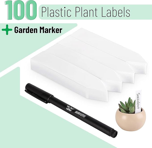 Mr. Pen- Plastic Plant Labels, 100 Pcs, 4“, White, Plant Markers and Labels for Outdoor Garden Waterproof, Plant Name Tags, Planting Sticks for Seeds