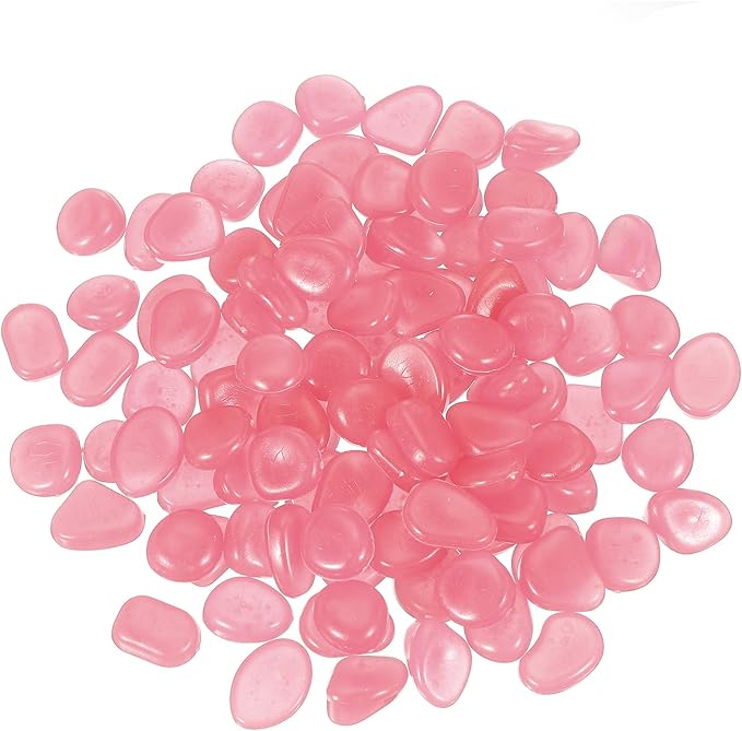 PATIKIL Glowing Stones, 300 Pcs Glow in The Dark Rocks for Indoor Outdoor Fish Tank Decorations Garden Yard Landscaping Gifts for Friends, Pink