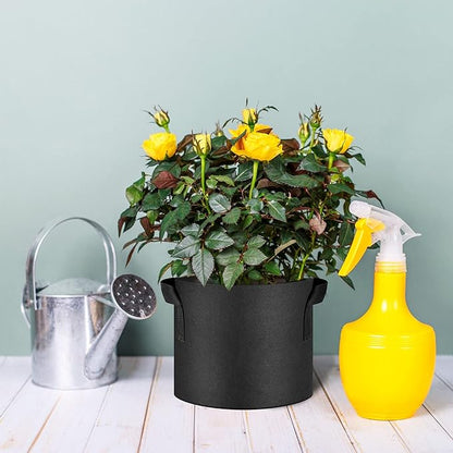 12-Pack 30 Gallon Thickened Non-Woven Grow Bags, Aeration Fabric Pots with Handles（Black）