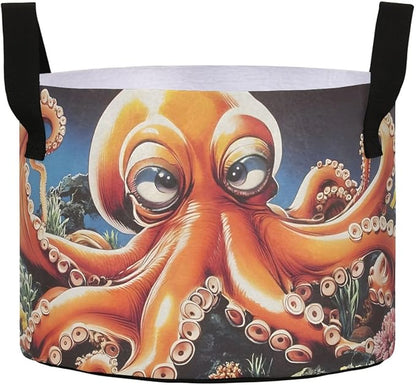 Fabric Plant Grow Bags Cute Octopus, 7Gallon Cloth Planting Pouch Flower Pot Thickened for Garden Vegetable Flower Planting
