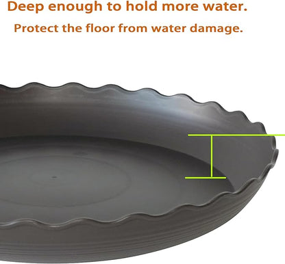 6 Pack of 12 inch Plant Saucer Plant Tray, Plastic Plant Saucer, Heavy Duty Plant Tray for Pots, Plant Saucers for Indoors Planter, Garden Water Plate Bowls (Brown)