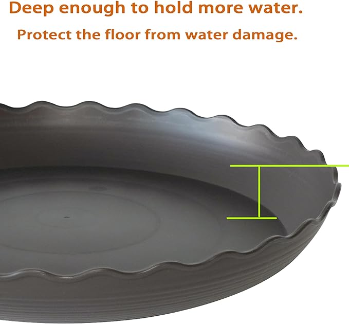 2 Pack of 16 inch Plant Saucer Plant Tray, Plastic Plant Saucer, Heavy Duty Plant Tray for Pots, Plant Saucers for Indoors Planter, Garden Water Plate Bowls for Gallon Grow Bags (Brown)