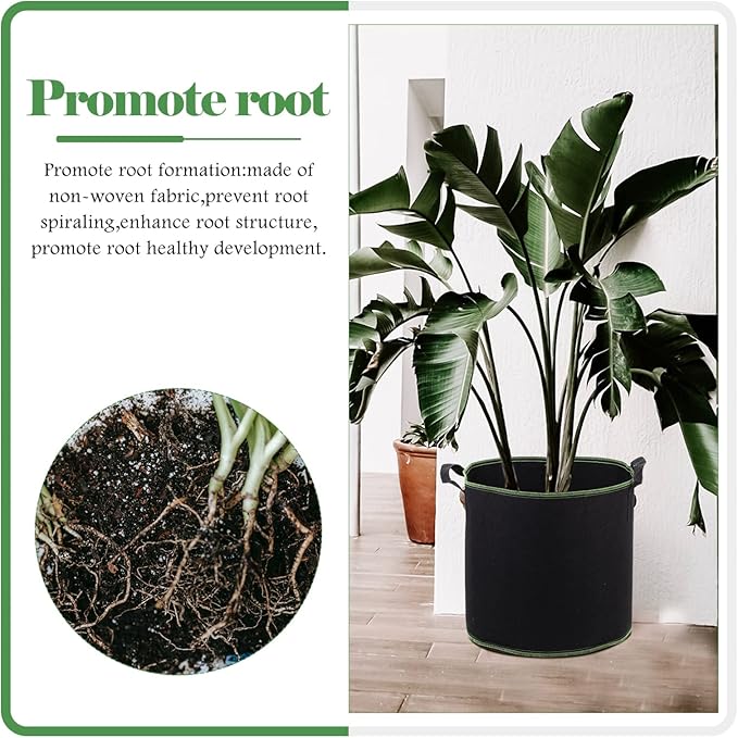 YARNOW 5 Pcs 4 Gallon Non-Woven Fabric Plant Grow Bags with Handles, Breathable Nursery Bags for Plants, Vegetables, Flowers, and Herbs