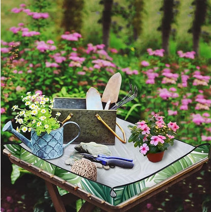 Pardick Repotting Mat for Indoor Plant 19.7"x19.7" Tropical Leaves Soil Change Mat Waterproof Planting Tray Foldable Succulent Potting Mat Gardening Gifts for Women Men Plant Lovers