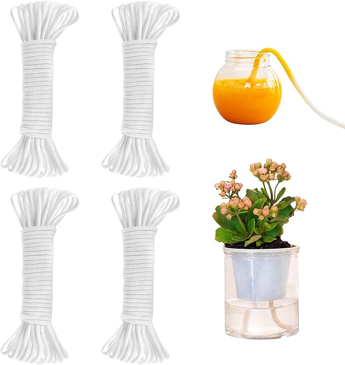 ORIMERC 120 feet 1/6 inch Self Watering Capillary Wick Cord Vacation Plant Sitter DIY Hydroponic Wicking Watering Planter Pot Automatic Water System Device Potted Violet Auto Seedling Waterer Rope