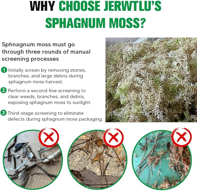 Natural Long Fiber Sphagnum Moss 82QT for Orchid Potting Mix,and Moss Pole for Plants Indoor.Ideal for Propagating Plants,Maintaining Humidity for Reptiles, Isopods in Paludarium, Aquascape (1.5 lb)