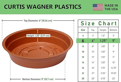 Curtis Wagner Plastics Drip Pan Plant Saucers (5-Pack) - Terracota, Round (Diameter: 5" Base, 6" Top, 1.25" Depth) Thin Plastic Planter to be Used as Indoor Pot & for Outdoor Plant Pots