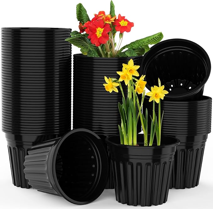 24 Pcs 3 GallonPlanter Nursery Pots, Seed Starting Pot Plastic Flower Seedling Pots with Drainage Holes Flexible Plant Container for Indoor Outdoor Garden Lawn Yard Plants Seedlings (24, 3 Gallon)