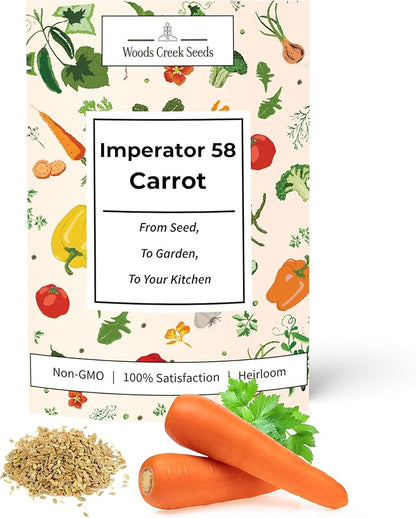 Imperator 58 Carrot Seeds for Planting – Heirloom Non-GMO Long Root Carrots for Home Gardens | Woods Creek Seeds
