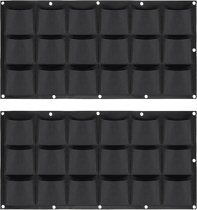 ZOENHOU 2 Pack Total 36 Roomy Pockets Horizontal Garden Planter, Waterproof Wall-Hanging Flower Pot Bags, Felt Wall Mount Balcony Planter Pouch for Herbs, Succulent, Flowers and Vegetables