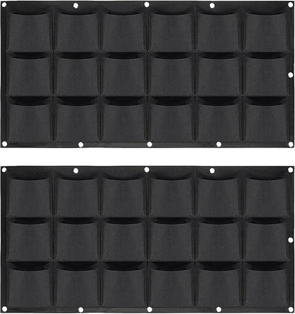 ZOENHOU 2 Pack Total 36 Roomy Pockets Horizontal Garden Planter, Waterproof Wall-Hanging Flower Pot Bags, Felt Wall Mount Balcony Planter Pouch for Herbs, Succulent, Flowers and Vegetables