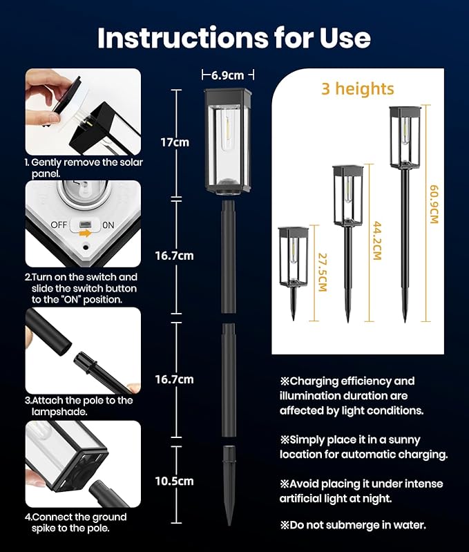 Solar Pathway Lights Outdoor, 2 Pack Bright Solar Lights Outdoor, IP65 Waterproof Solar Garden Lights Solar Powered Landscape Lighting for Yard Patio Walkway Driveway Pathway (Cool White)