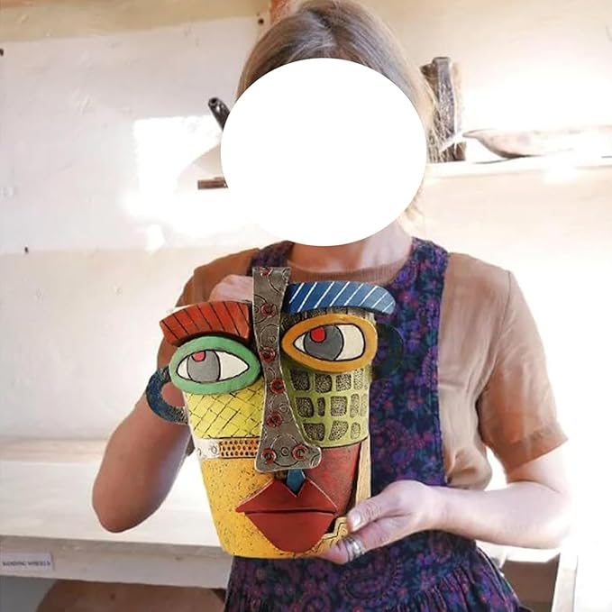 Picasso Pot, Face Planters, Plant Pots Sanxingdui Style, Abstract Head Planter, Handcrafted Planter Resin - Cute and Funky (Retro + Modern)