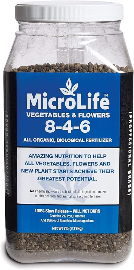MicroLife Ultimate (8-4-6) Professional Grade Granular Organic Fertilizer for All Vegetables, Flowers Trees and Bushes, 7 LBS