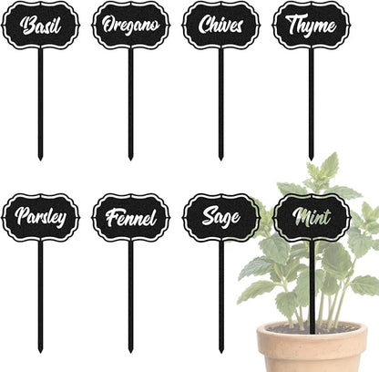 CUTHOLLOW 8PCS Metal Plant Markers Stakes Food Spices for Outdoor Indoor, 3.5"x7" Waterproof Cute Garden Plant Labels Signs Tags for Farmhouse Greenhouse Decor - Funny Gardening Gifts