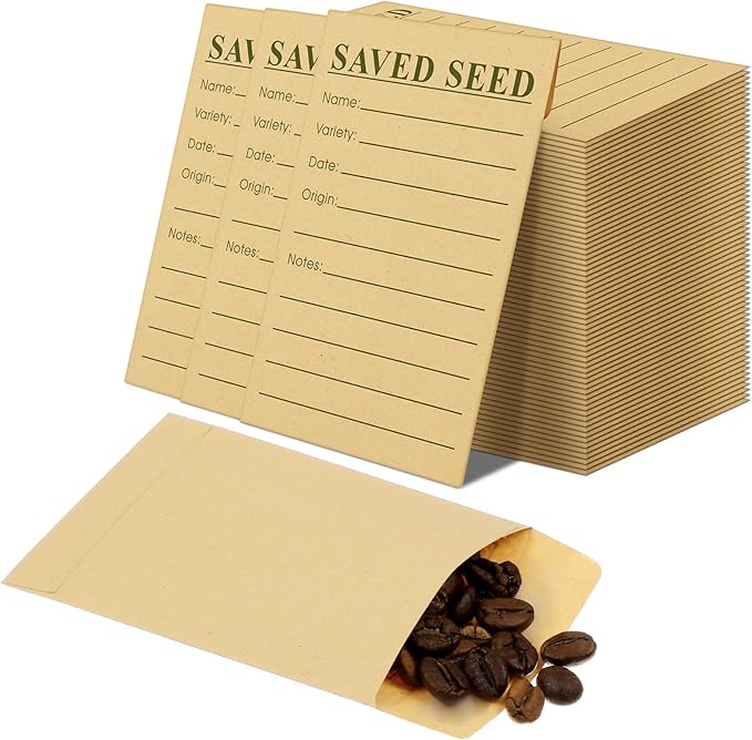 Geyee 120 Pcs Seed Envelopes Resealable, 4.7 x 3.15 Inch Seed Packet Envelopes with Printed Self Sealing Package Container for Flower Vegetable Storage and Organizing