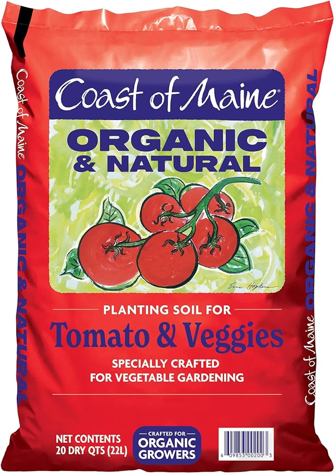 Coast of Maine Tomatoes and Veggies, 20qt (Pack of 8) Organic and Natural Planting Soil, Crafted for Vegetable Gardens and Organic Growers